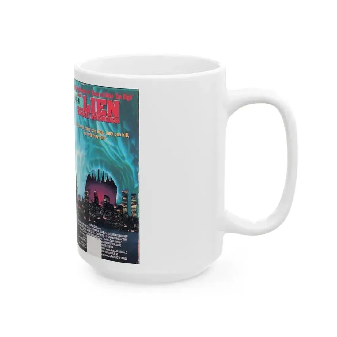 ALIEN SPACE AVENGER (VHS COVER) - White Coffee Mug - Go Mug Yourself