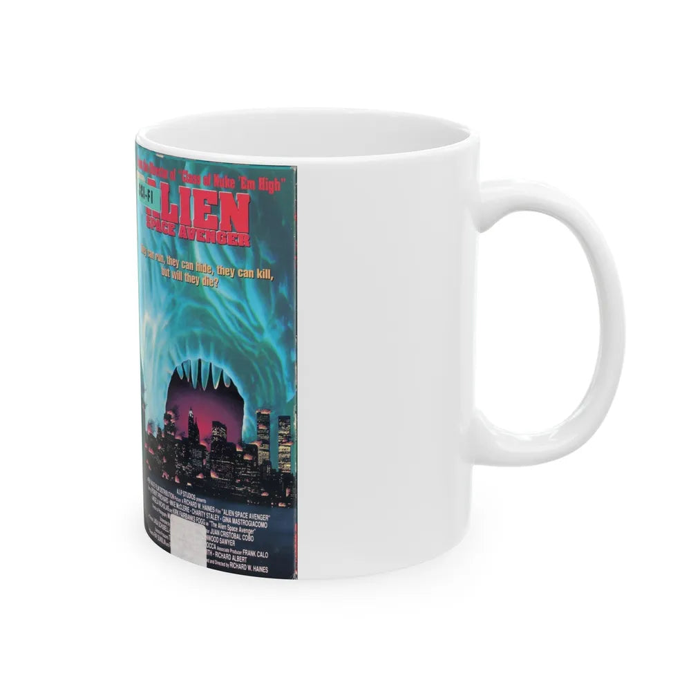 ALIEN SPACE AVENGER (VHS COVER) - White Coffee Mug-Go Mug Yourself