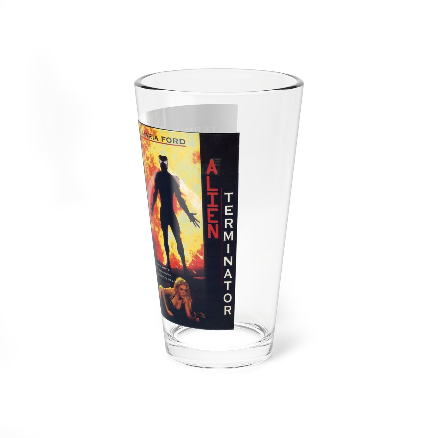 ALIEN TERMINATOR (VHS COVER) Pint Glass 16oz-Go Mug Yourself