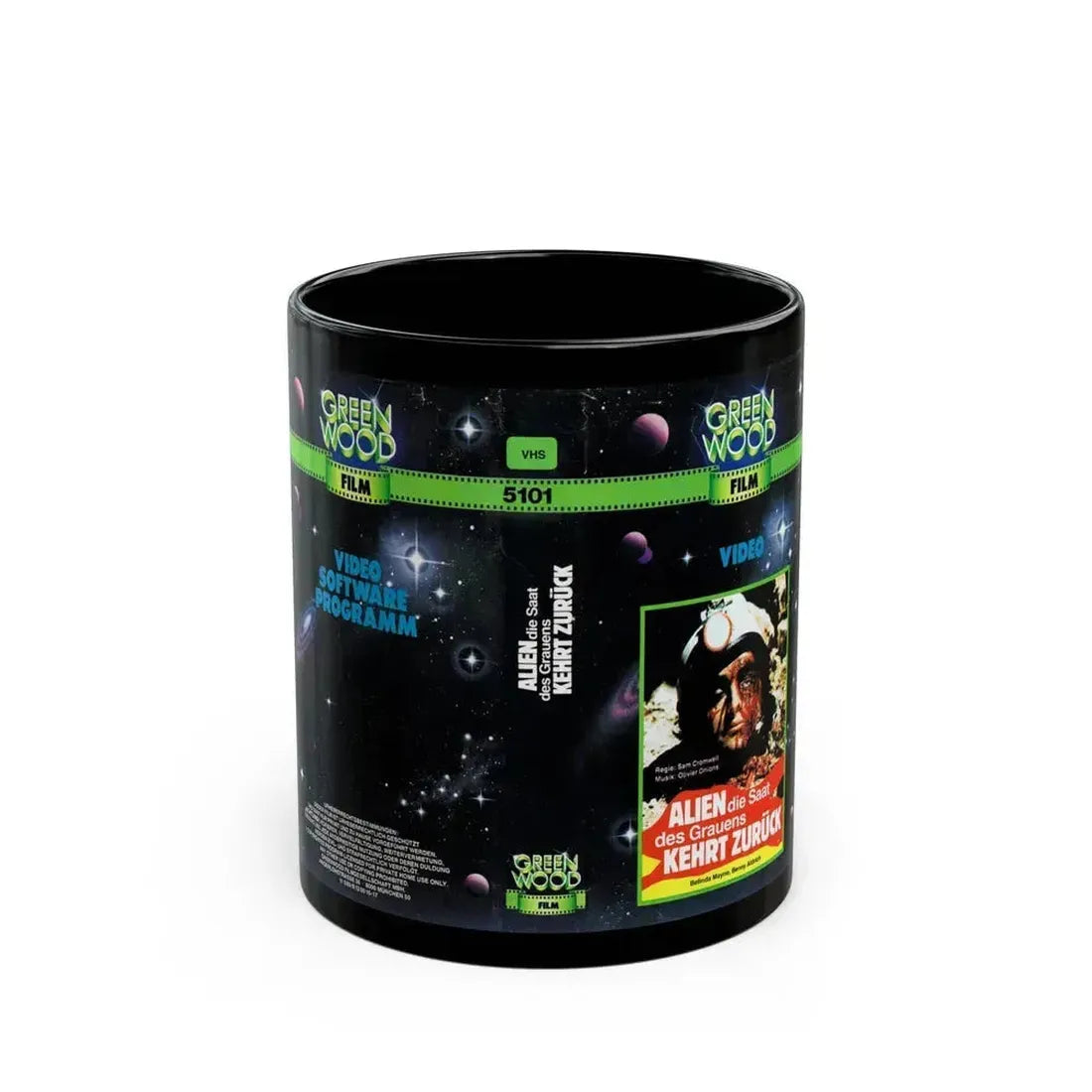 ALIEN0DIE0SAAT DES GRAUENS KEHRT ZURUCK (VHS COVER) - Black Coffee Mug 11oz - Go Mug Yourself