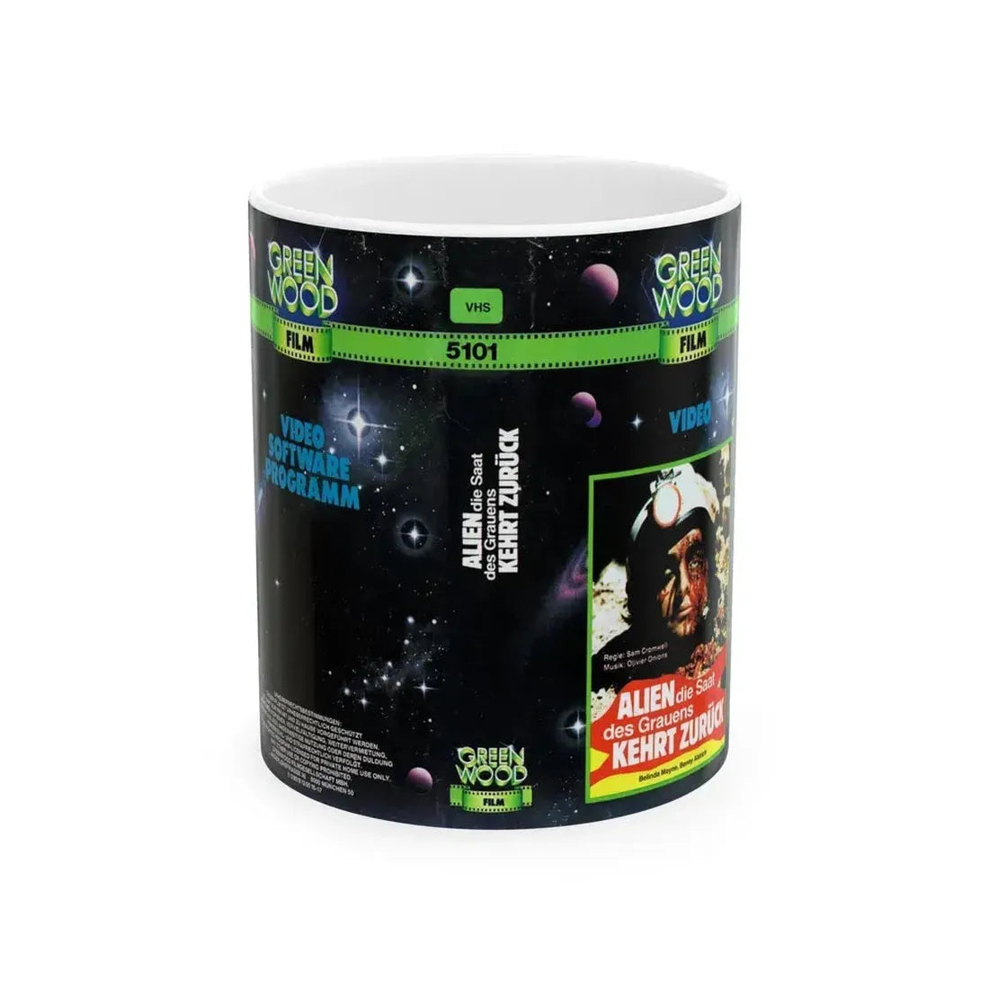 ALIEN0DIE0SAAT DES GRAUENS KEHRT ZURUCK (VHS COVER) - White Coffee Mug 11oz - Go Mug Yourself