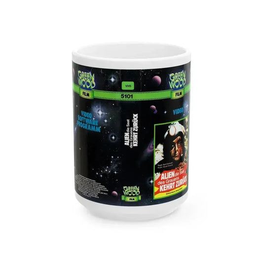 ALIEN0DIE0SAAT DES GRAUENS KEHRT ZURUCK (VHS COVER) - White Coffee Mug 15oz - Go Mug Yourself