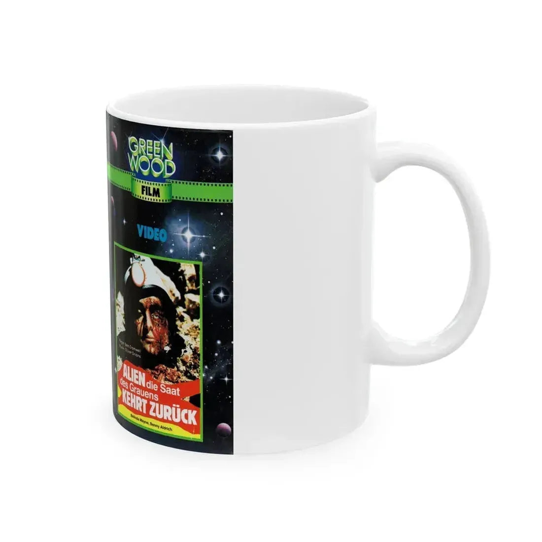 ALIEN0DIE0SAAT DES GRAUENS KEHRT ZURUCK (VHS COVER) - White Coffee Mug - Go Mug Yourself