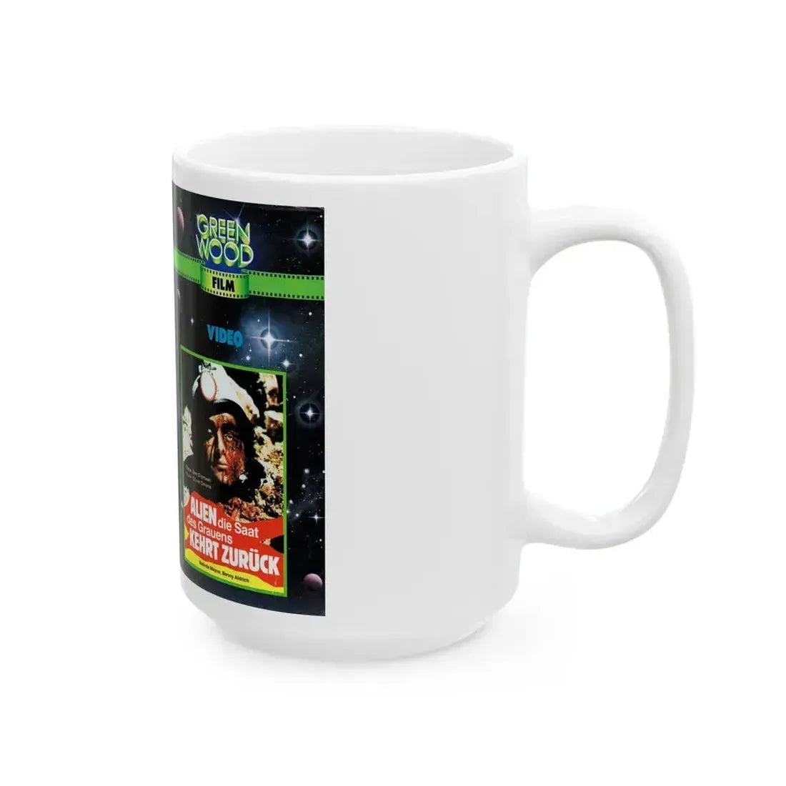 ALIEN0DIE0SAAT DES GRAUENS KEHRT ZURUCK (VHS COVER) - White Coffee Mug - Go Mug Yourself