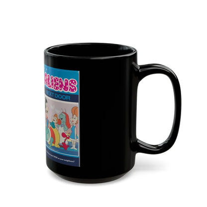 ALIENS NEXT DOOR CARTOON (VHS COVER) - Black Coffee Mug-Go Mug Yourself