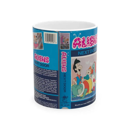 ALIENS NEXT DOOR CARTOON (VHS COVER) - White Coffee Mug 11oz - Go Mug Yourself
