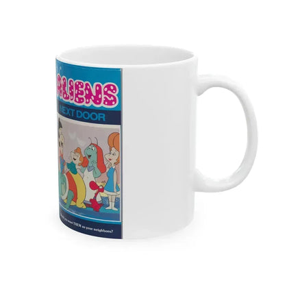 ALIENS NEXT DOOR CARTOON (VHS COVER) - White Coffee Mug - Go Mug Yourself