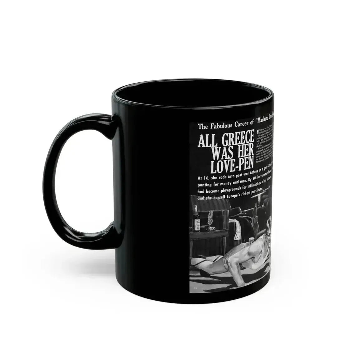All Greece Was Her Love-Pen, Bluebook magazine, Aug 1963 - Black Coffee Mug - Go Mug Yourself
