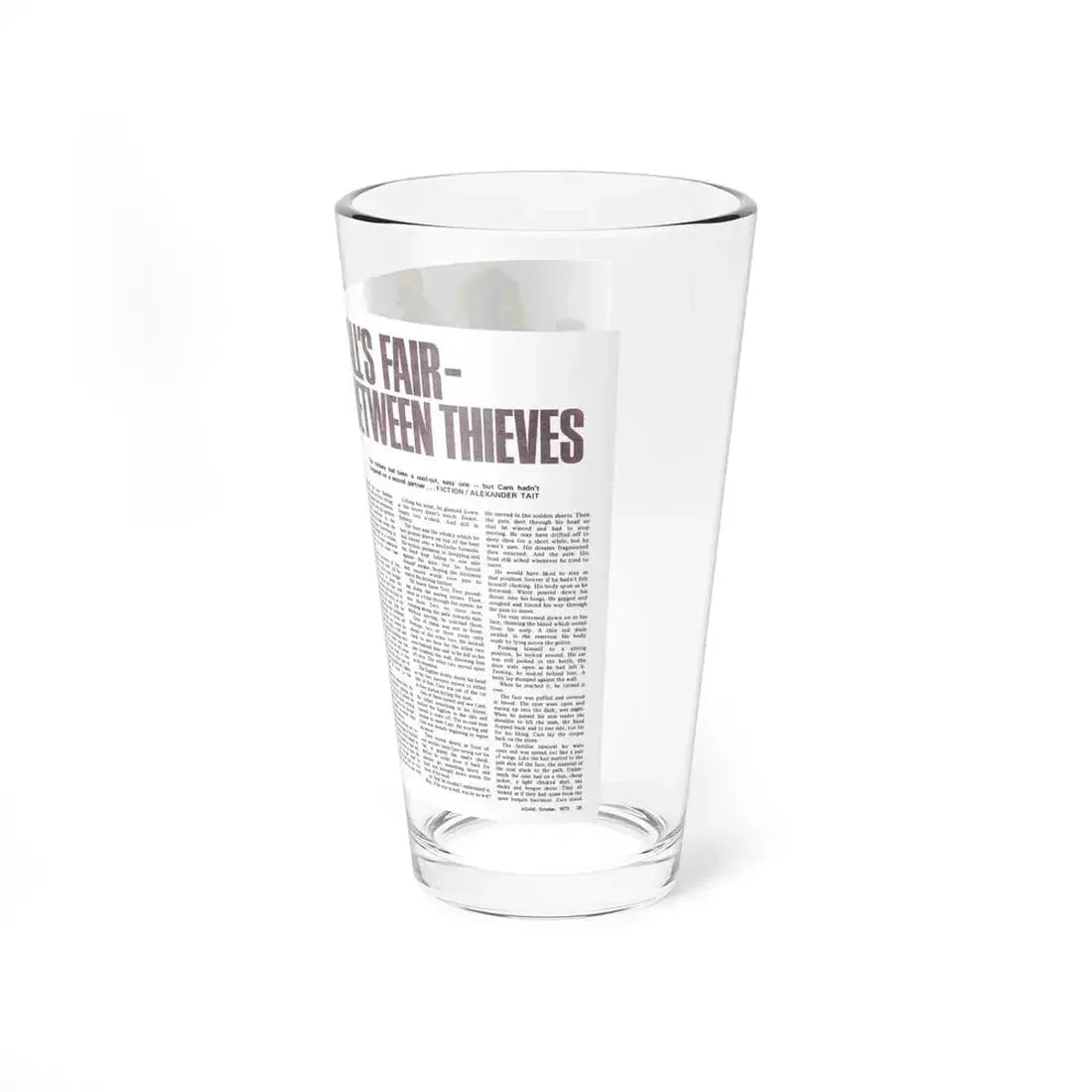All's Fair Between Thieves, Adam magazine, October 1973 (Magazine Illustration) Pint Glass 16oz - Go Mug Yourself