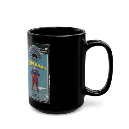 ALL STAR CARTOONS VIDEO FEATURING SUPERMAN (VHS COVER) - Black Coffee Mug-Go Mug Yourself