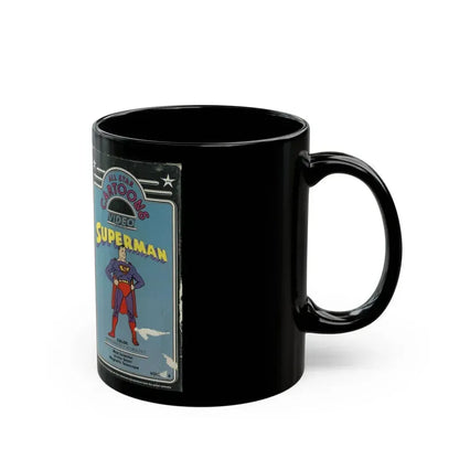 ALL STAR CARTOONS VIDEO FEATURING SUPERMAN (VHS COVER) - Black Coffee Mug - Go Mug Yourself