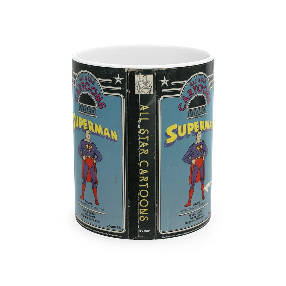 ALL STAR CARTOONS VIDEO FEATURING SUPERMAN (VHS COVER) - White Coffee Mug-11oz-Go Mug Yourself