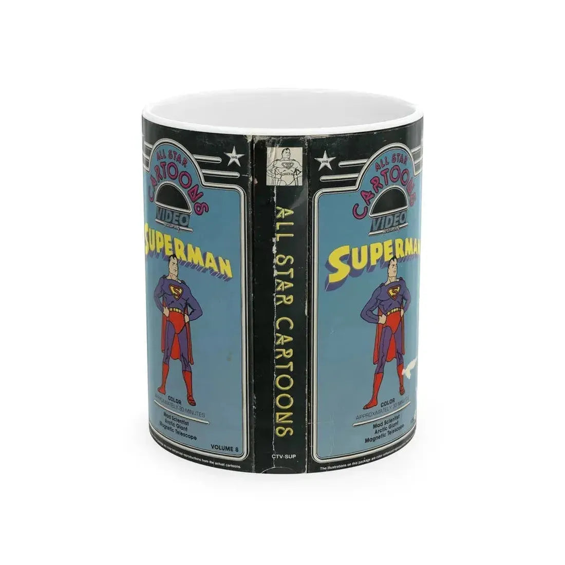 ALL STAR CARTOONS VIDEO FEATURING SUPERMAN (VHS COVER) - White Coffee Mug 11oz - Go Mug Yourself