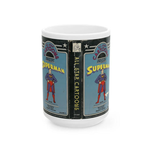 ALL STAR CARTOONS VIDEO FEATURING SUPERMAN (VHS COVER) - White Coffee Mug-15oz-Go Mug Yourself