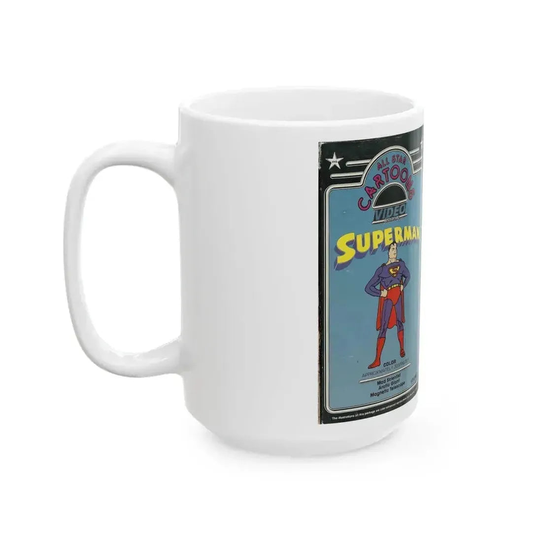 ALL STAR CARTOONS VIDEO FEATURING SUPERMAN (VHS COVER) - White Coffee Mug - Go Mug Yourself