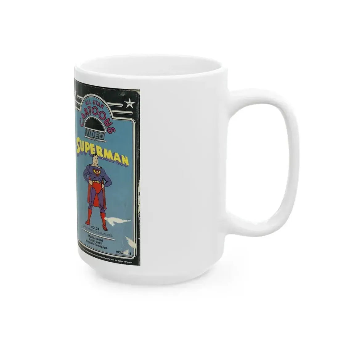 ALL STAR CARTOONS VIDEO FEATURING SUPERMAN (VHS COVER) - White Coffee Mug - Go Mug Yourself