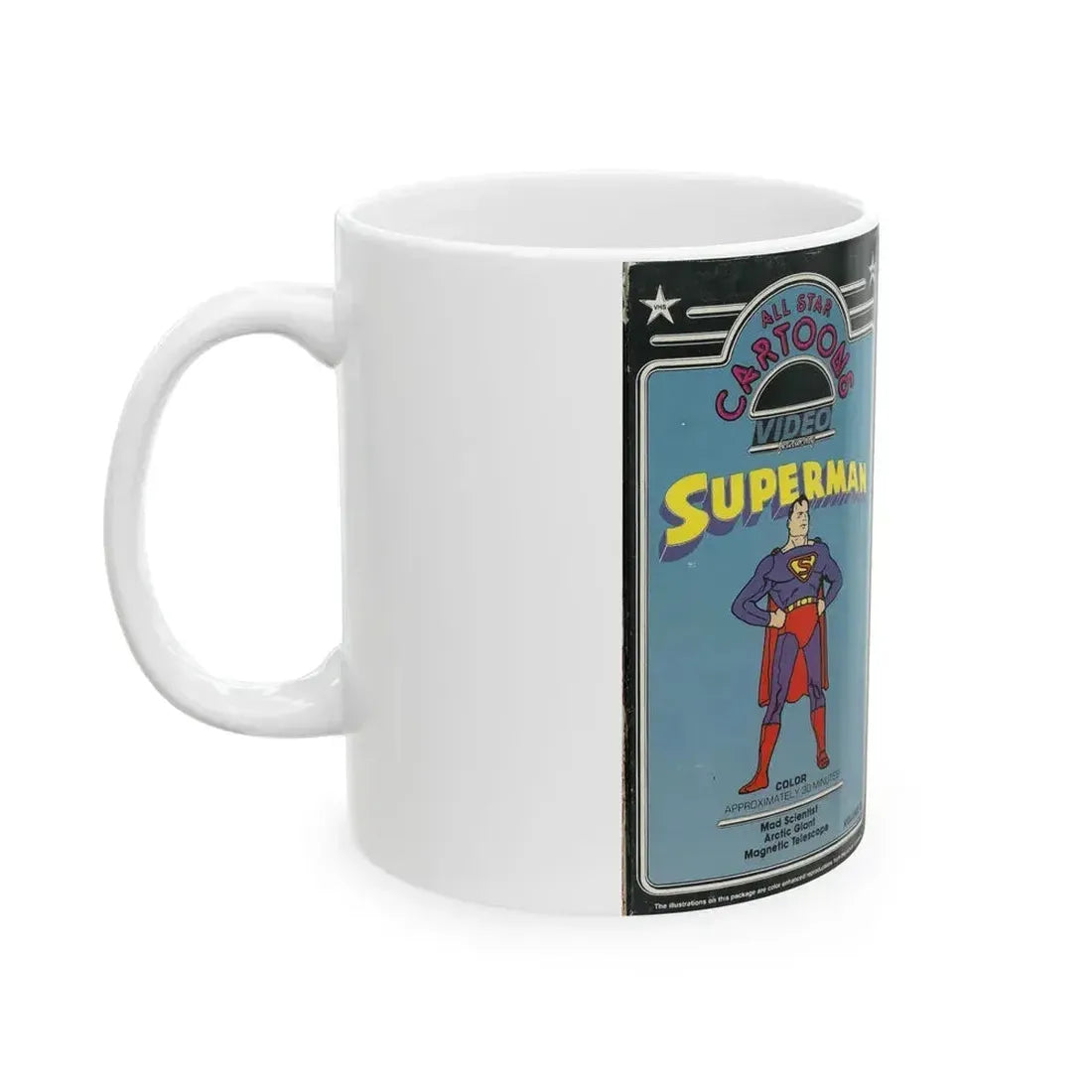 ALL STAR CARTOONS VIDEO FEATURING SUPERMAN (VHS COVER) - White Coffee Mug - Go Mug Yourself