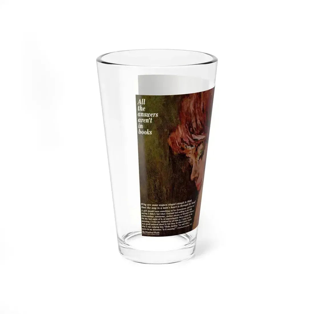 All the answers aren't in books, Redbook, June 1962 (Magazine Illustration) Pint Glass 16oz - Go Mug Yourself