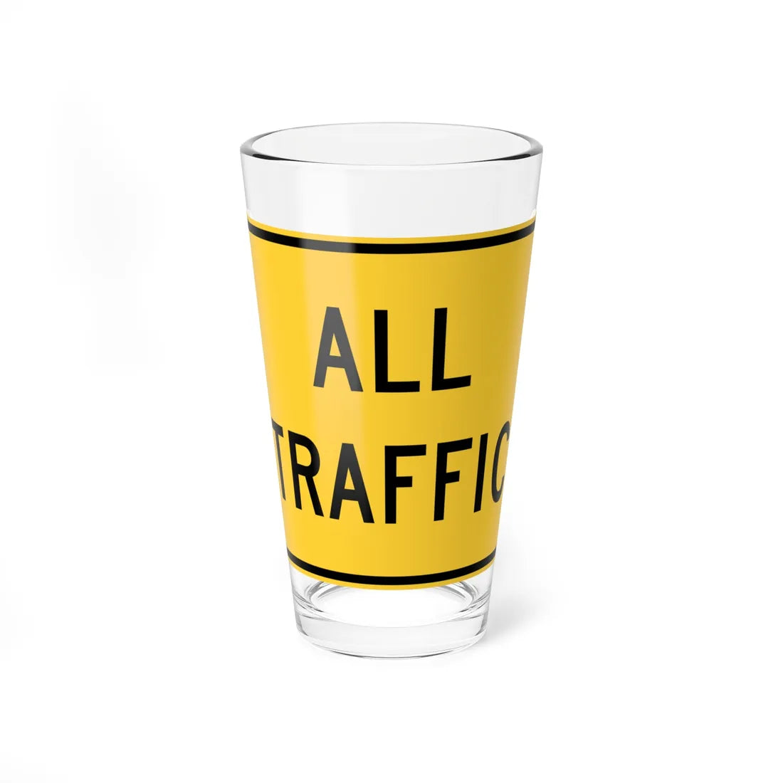 ALL TRAFFIC MUTCD-DE W6-3P-DE1 (Delaware) (Road Sign) Pint Glass 16oz 16oz - Go Mug Yourself