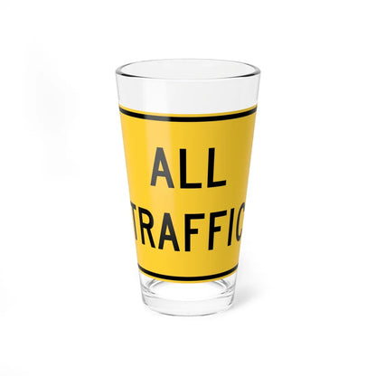 ALL TRAFFIC MUTCD-DE W6-3P-DE1 (Delaware) (Road Sign) Pint Glass 16oz 16oz - Go Mug Yourself