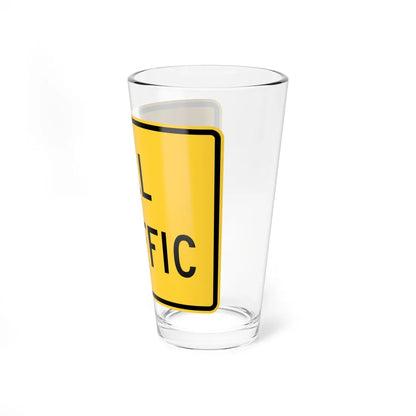 ALL TRAFFIC MUTCD-DE W6-3P-DE1 (Delaware) (Road Sign) Pint Glass 16oz - Go Mug Yourself