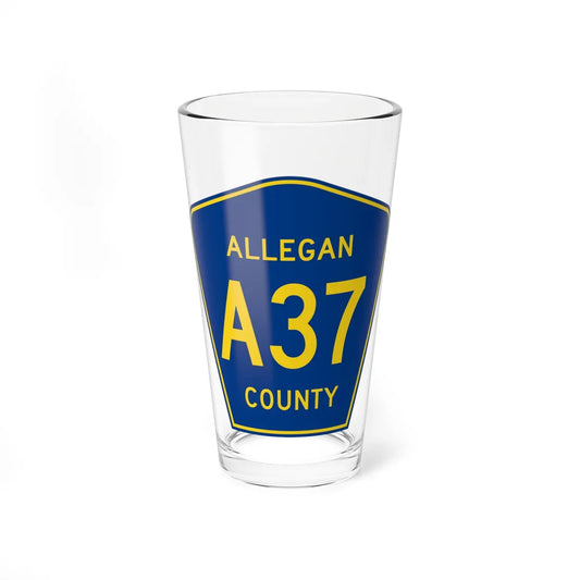 Allegan County A-37 (Michigan) (Road Sign) Pint Glass 16oz 16oz - Go Mug Yourself