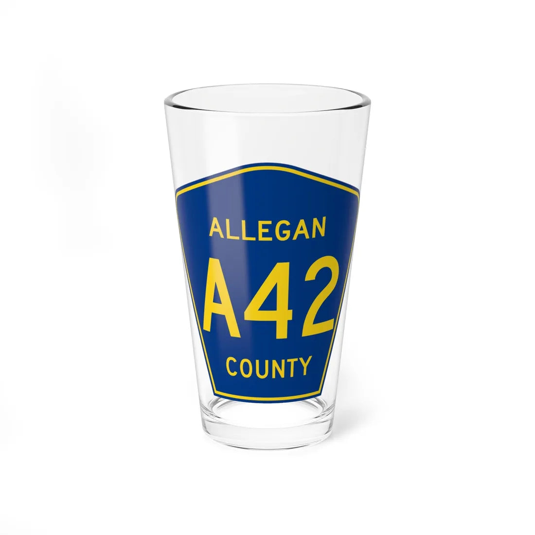 Allegan County A-42 (Michigan) (Road Sign) Pint Glass 16oz 16oz - Go Mug Yourself