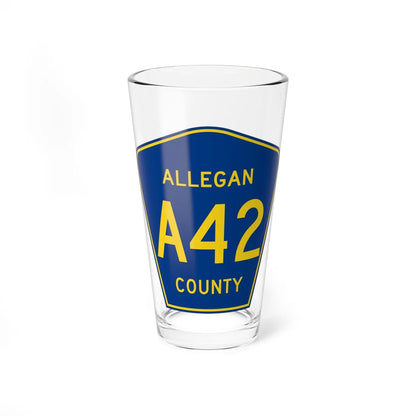 Allegan County A-42 (Michigan) (Road Sign) Pint Glass 16oz 16oz - Go Mug Yourself