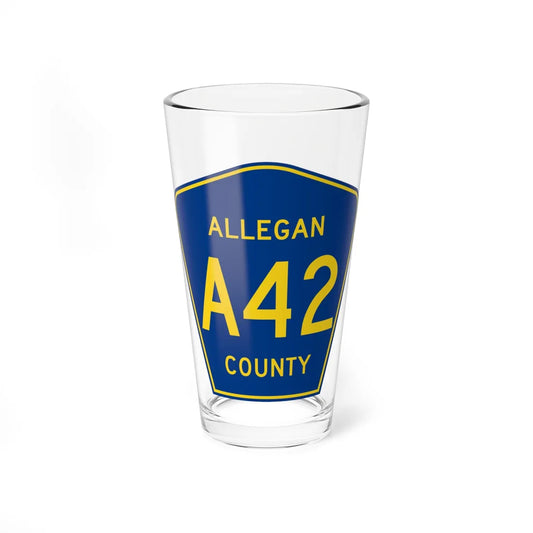 Allegan County A-42 (Michigan) (Road Sign) Pint Glass 16oz 16oz - Go Mug Yourself