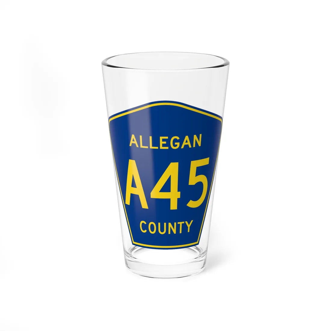 Allegan County A-45 (Michigan) (Road Sign) Pint Glass 16oz 16oz - Go Mug Yourself