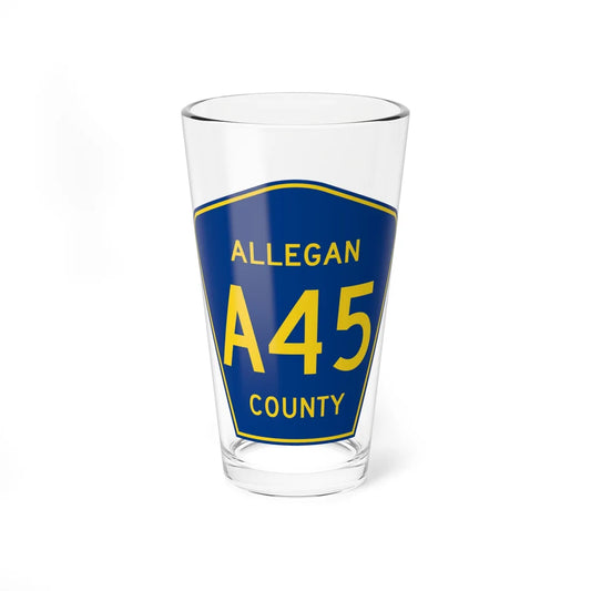 Allegan County A-45 (Michigan) (Road Sign) Pint Glass 16oz 16oz - Go Mug Yourself