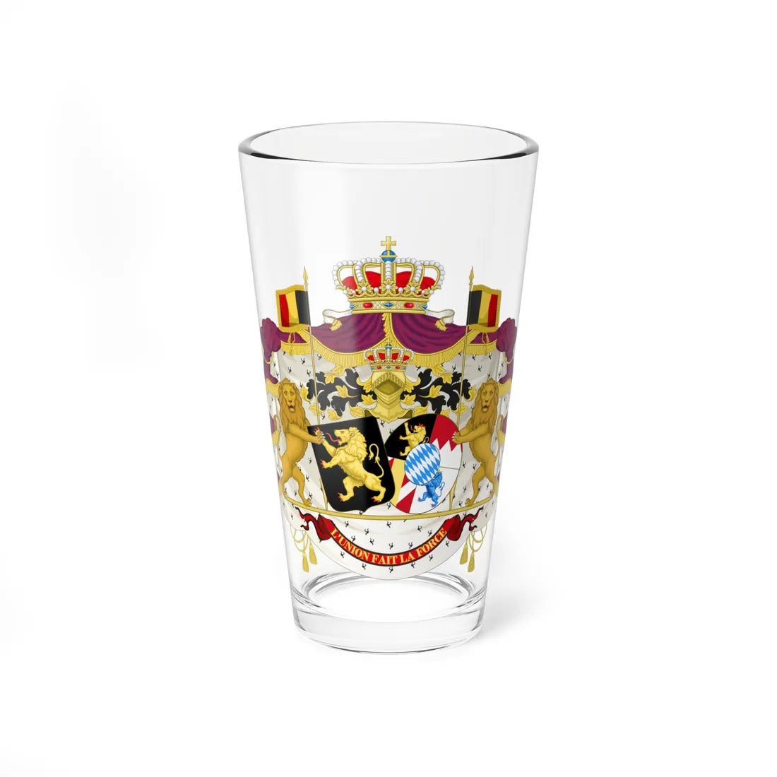 Alliance Coat of Arms of King Albert I and Queen Elisabeth (Belgium) (Coat of Arms) Pint Glass 16oz 16oz - Go Mug Yourself