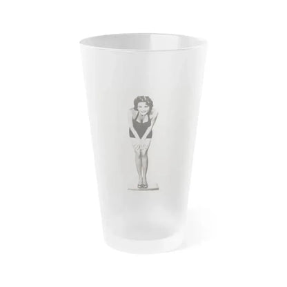 Allison Hayes #123 - Vintage 8x10 B&W Full Body Swimsuit Cheesecake Photo 2 (Vintage Female Icon) Frosted Pint Glass 16oz 16oz Frosted - Go Mug Yourself