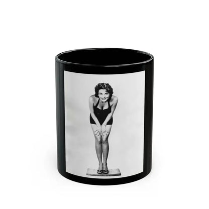 Allison Hayes #123 - Vintage 8x10 B&W Full Body Swimsuit Cheesecake Photo (Vintage Female Icon) Black Coffee Mug 11oz - Go Mug Yourself