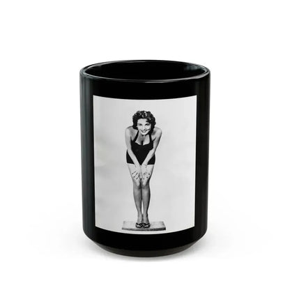 Allison Hayes #123 - Vintage 8x10 B&W Full Body Swimsuit Cheesecake Photo (Vintage Female Icon) Black Coffee Mug 15oz - Go Mug Yourself
