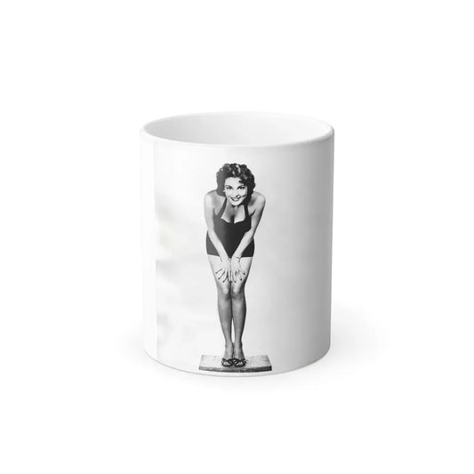 Allison Hayes #123 - Vintage 8x10 B&W Full Body Swimsuit Cheesecake Photo (Vintage Female Icon) Color Changing Coffee Mug 11oz - Go Mug Yourself