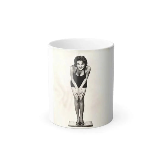 Allison Hayes #123 - Vintage 8x10 B&W Full Body Swimsuit Cheesecake Photo_2 (Vintage Female Icon) Color Changing Coffee Mug 11oz - Go Mug Yourself