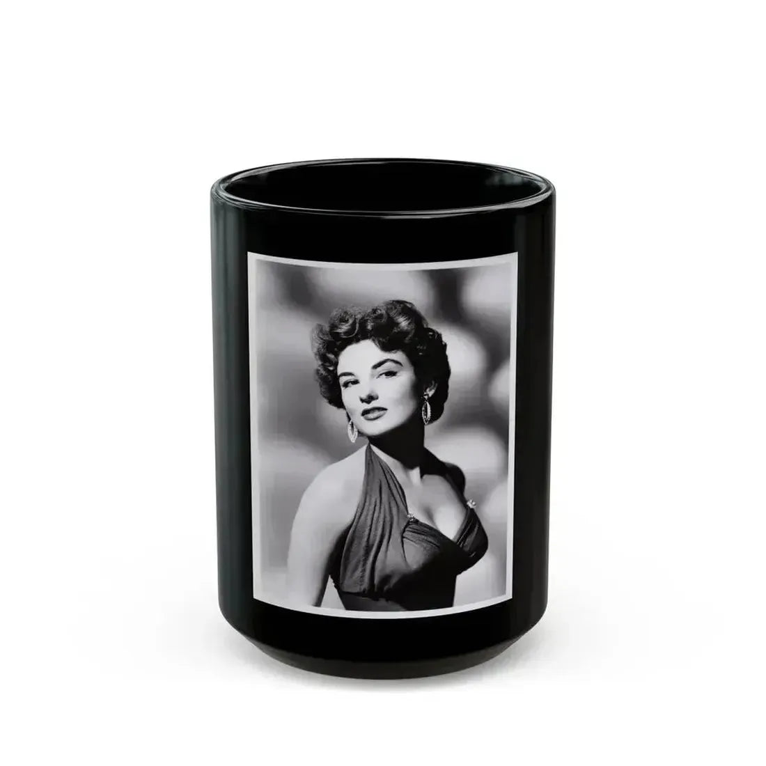 Allison Hayes #13 - 8x10 B&W  Waist to Head Glamour Shot from Original Photo or Negative (Vintage Female Icon) Black Coffee Mug 15oz - Go Mug Yourself