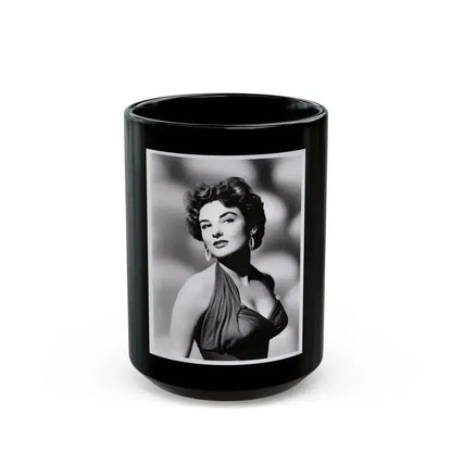 Allison Hayes #13 - 8x10 B&W  Waist to Head Glamour Shot from Original Photo or Negative (Vintage Female Icon) Black Coffee Mug 15oz - Go Mug Yourself