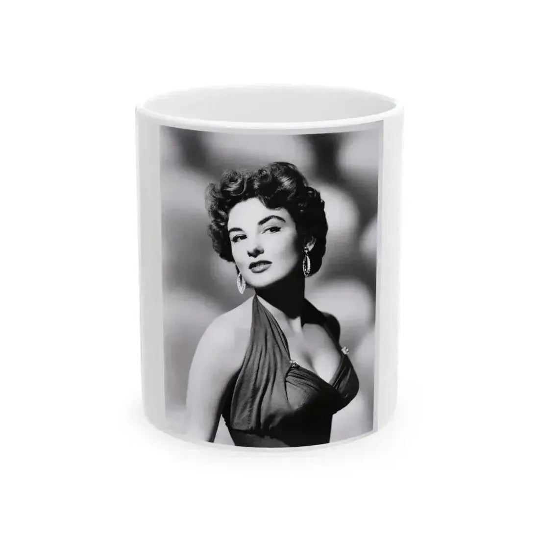 Allison Hayes #13 - 8x10 B&W  Waist to Head Glamour Shot from Original Photo or Negative (Vintage Female Icon) White Coffee Mug 11oz - Go Mug Yourself
