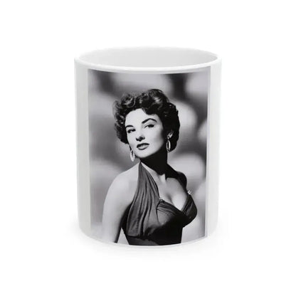 Allison Hayes #13 - 8x10 B&W  Waist to Head Glamour Shot from Original Photo or Negative (Vintage Female Icon) White Coffee Mug 11oz - Go Mug Yourself