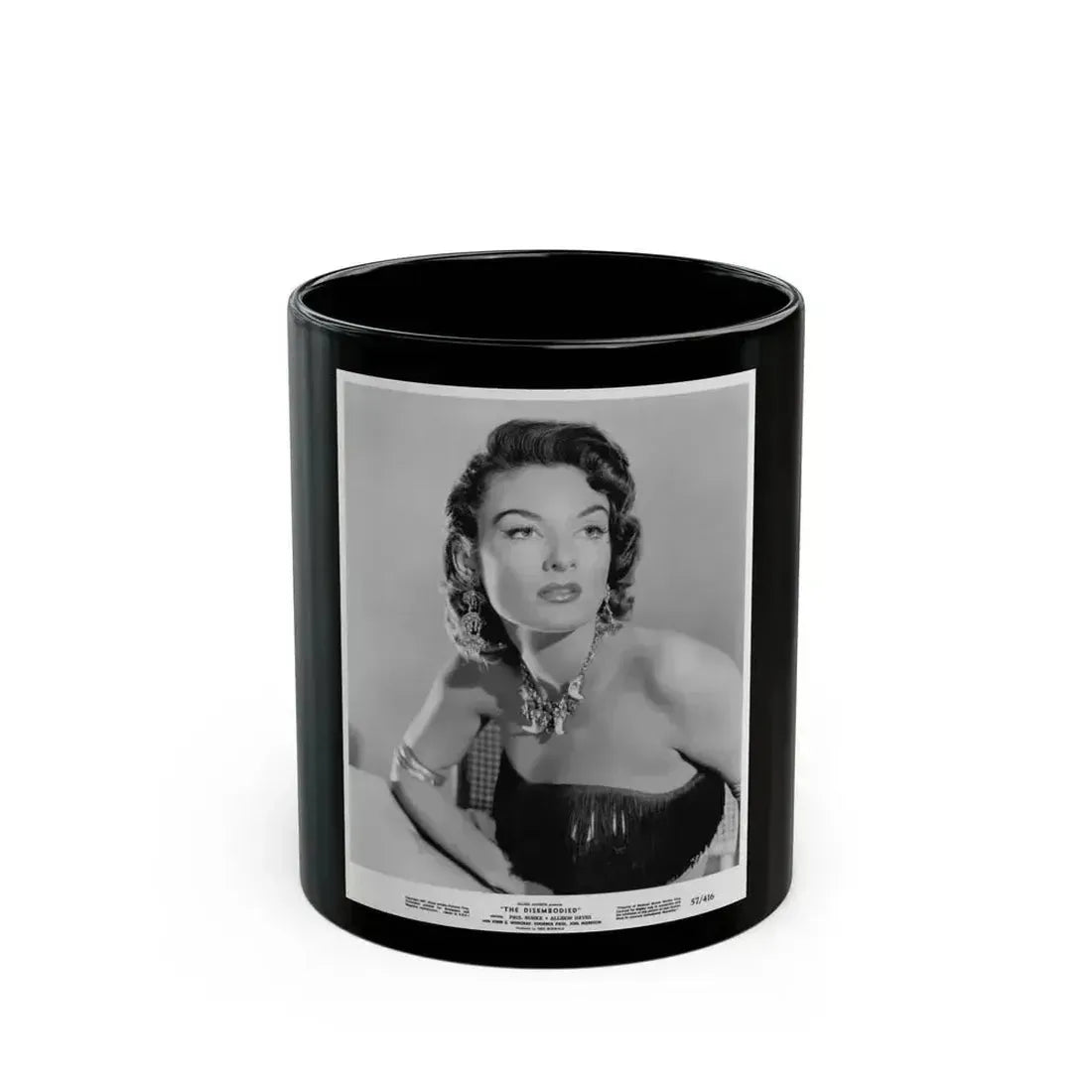 Allison Hayes #152 - Upper Body 8x10 B&W HQ Photo Re-Print for ''The Disembodied'' '57 Glamour Promo Photo (Vintage Female Icon) Black Coffee Mug 11oz - Go Mug Yourself