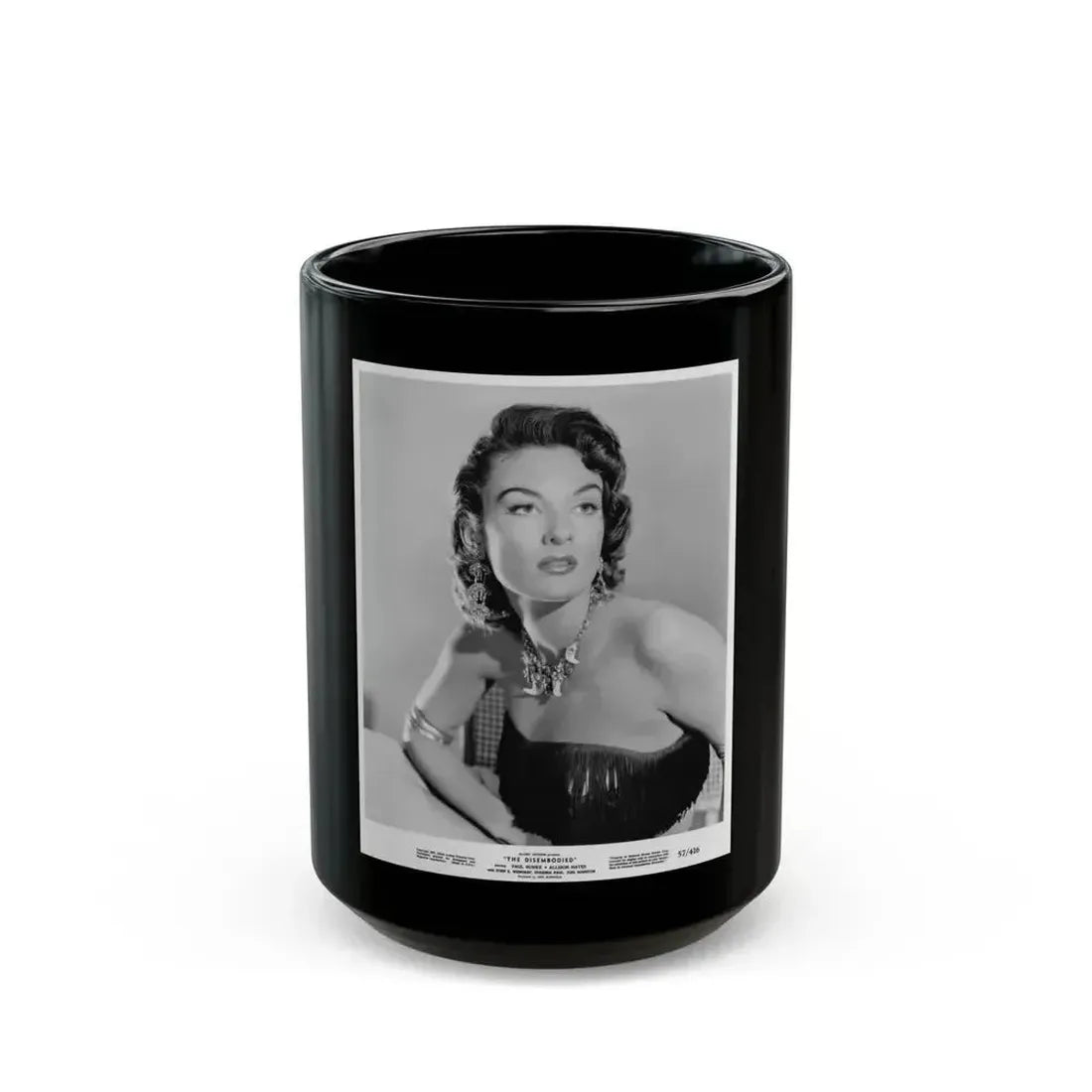 Allison Hayes #152 - Upper Body 8x10 B&W HQ Photo Re-Print for ''The Disembodied'' '57 Glamour Promo Photo (Vintage Female Icon) Black Coffee Mug 15oz - Go Mug Yourself