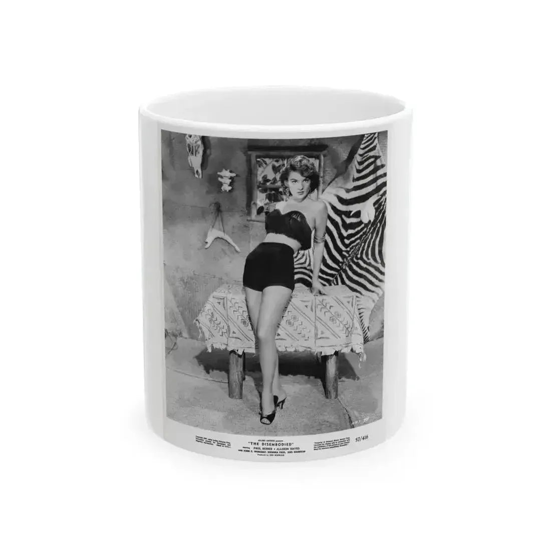 Allison Hayes #159 - Full Body B&W 8x10 HQ Re-Print for ''The Disembodied' '57 Cheesecake Pin-Up Promo Photo (Vintage Female Icon) White Coffee Mug 11oz - Go Mug Yourself