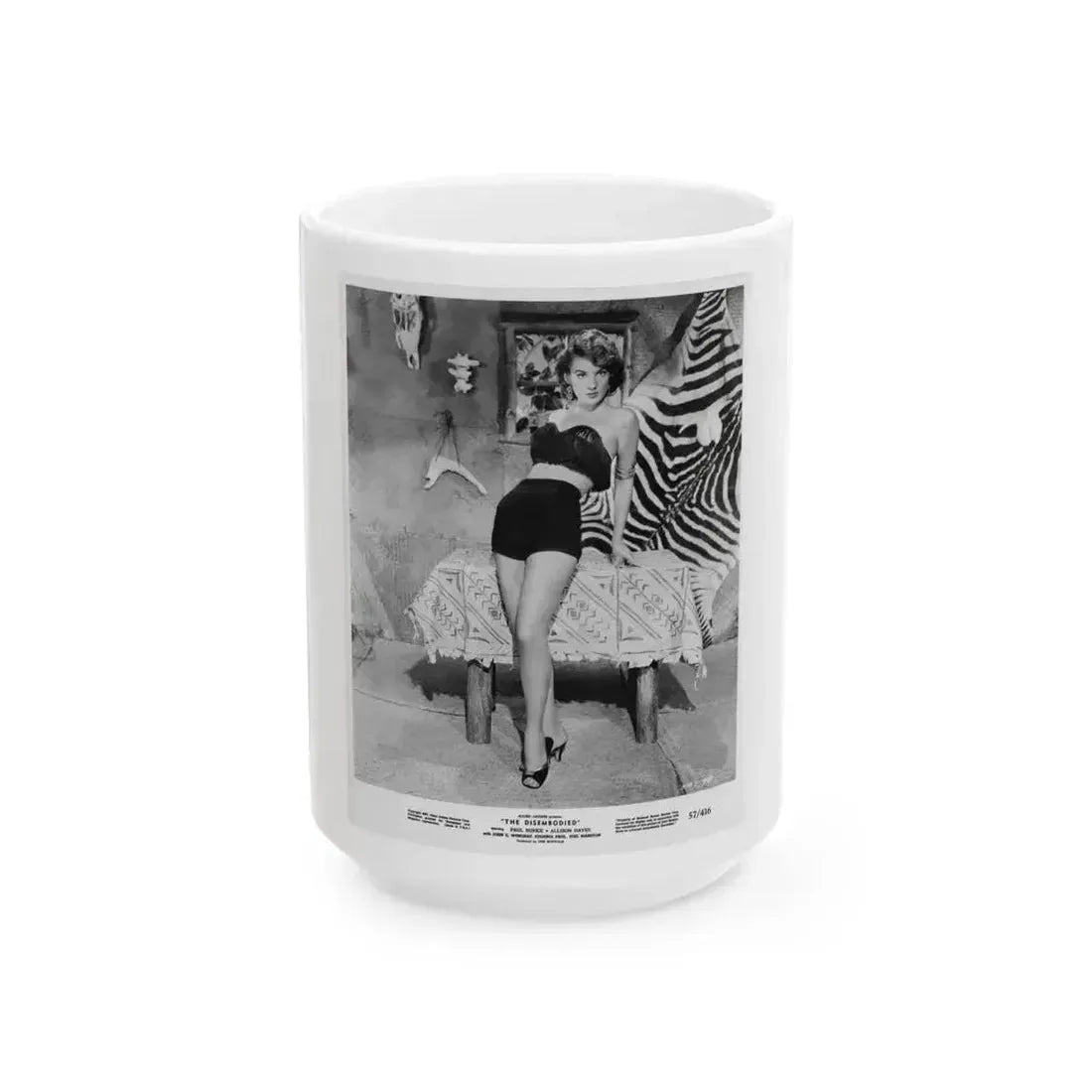 Allison Hayes #159 - Full Body B&W 8x10 HQ Re-Print for ''The Disembodied' '57 Cheesecake Pin-Up Promo Photo (Vintage Female Icon) White Coffee Mug 15oz - Go Mug Yourself