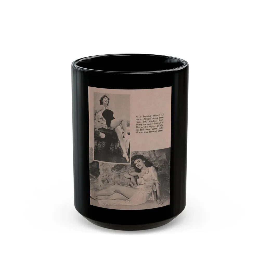 Allison Hayes #178 - 1 Page of 1 with, 2 B&W Photos & Caption from Bold Pocket Mag. Jan. '56 (Vintage Female Icon) Black Coffee Mug 15oz - Go Mug Yourself