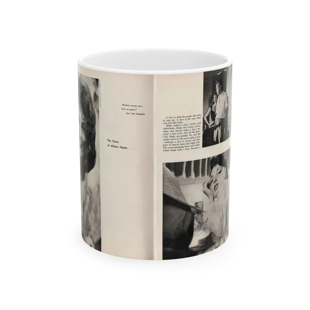 Allison Hayes #179 - Pages 1 & 2 of 5 with, 3 B&W Photos, Caption & Article from GenT Mag. Oct. '58 (Vintage Female Icon) White Coffee Mug 11oz - Go Mug Yourself