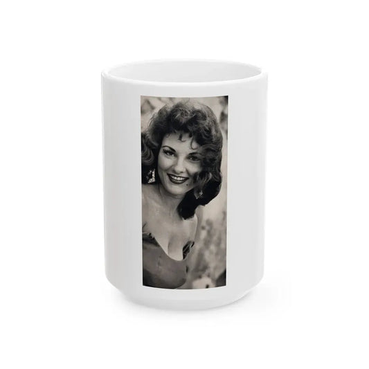 Allison Hayes #179 - Topless B&W Photo from GenT Magazine Oct. '58 Page 56 (Vintage Female Icon) White Coffee Mug 15oz - Go Mug Yourself
