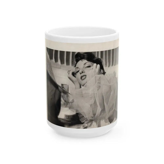 Allison Hayes #179 - Topless B&W Photo from GenT Magazine Oct. '58 Page 57 (Vintage Female Icon) White Coffee Mug 15oz - Go Mug Yourself