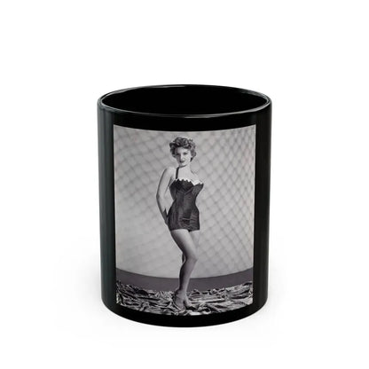 Allison Hayes #18 - B&W Full Body One Piece Swimsuit Cheesecake Pin-Up Photo (Vintage Female Icon) Black Coffee Mug 11oz - Go Mug Yourself